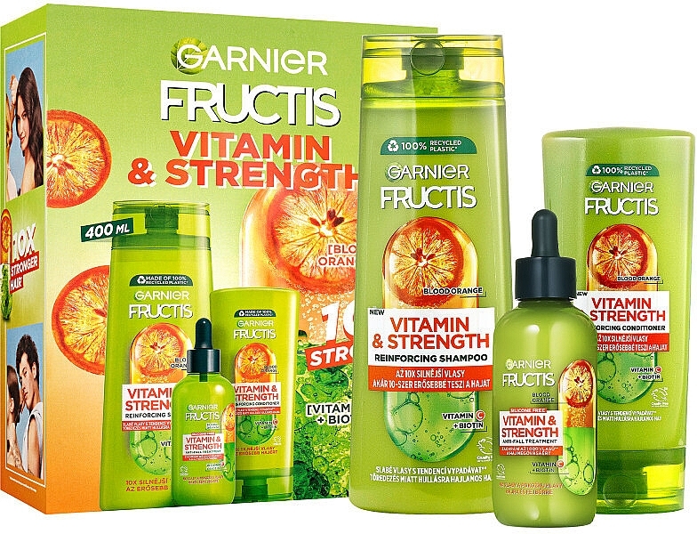 Набор - Garnier Fructis Vitamin & Strength (shmp/400ml + cond/200ml + ser/125ml) — фото N1