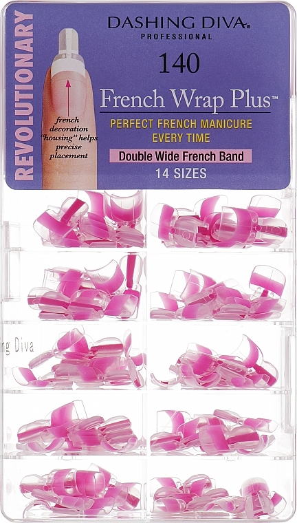 Типсы широкие цветные "Френч Смайл+" - Dashing Diva French Wrap Plus Double Wide Color 140 Tips — фото N1