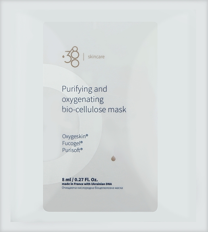 Очищающая кислородная биоцеллюлозная маска для лица - 380 Skincare Purifying & Oxygenating Bio-Cellulose Mask — фото N1