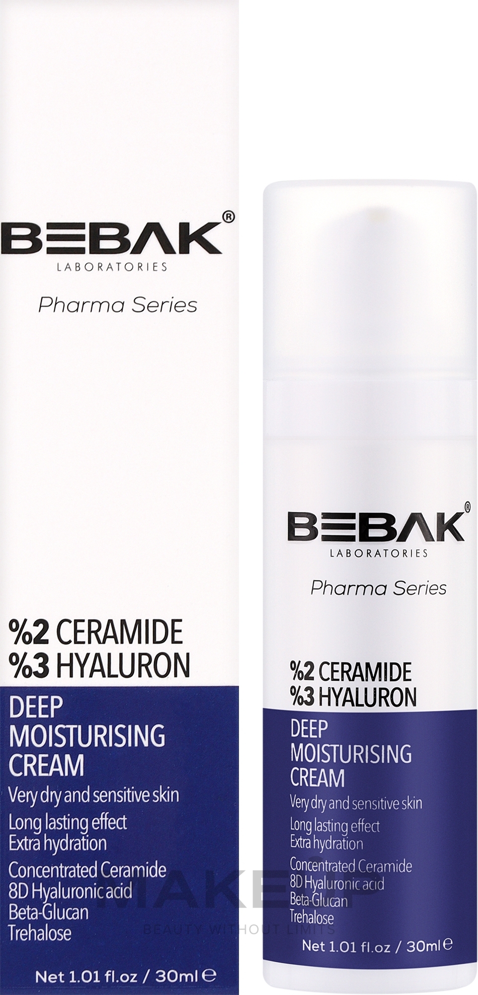 Крем для обличчя з церамідами та гіалуроном - Bebak Deep Moisturising Cream — фото 30ml