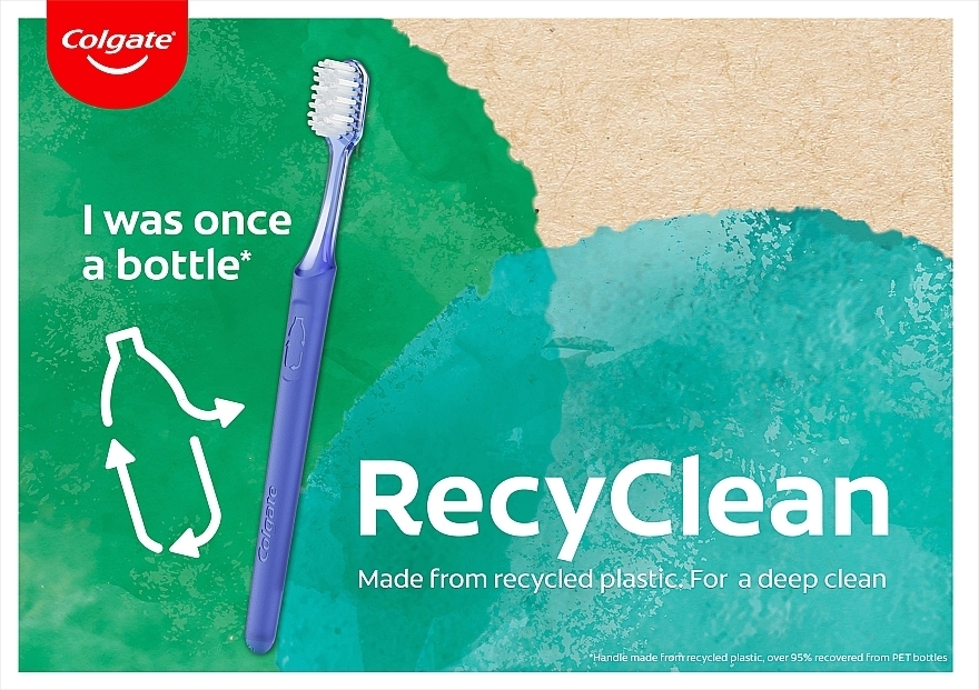 Зубна щітка Еко для глибокого чищення з переробленого пластику, блакитна - Colgate RecyClean — фото N3