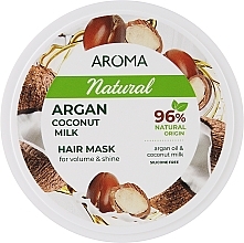 Парфумерія, косметика Маска для волосся з аргановою олією та кокосовим молоком, для об'єму та блиску - Aroma Natural Hair Mask, Argan Coconut For Volume & Shine