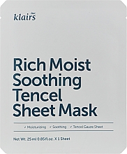 Духи, Парфюмерия, косметика Увлажняющая тканевая маска - Klairs Rich Moist Soothing Tencel Sheet Mask