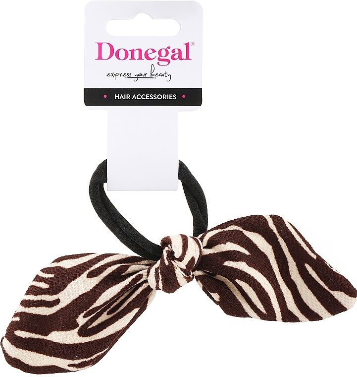 Резинка для волосся FA-5621, рожевий бант у чорний горох - Donegal — фото N1