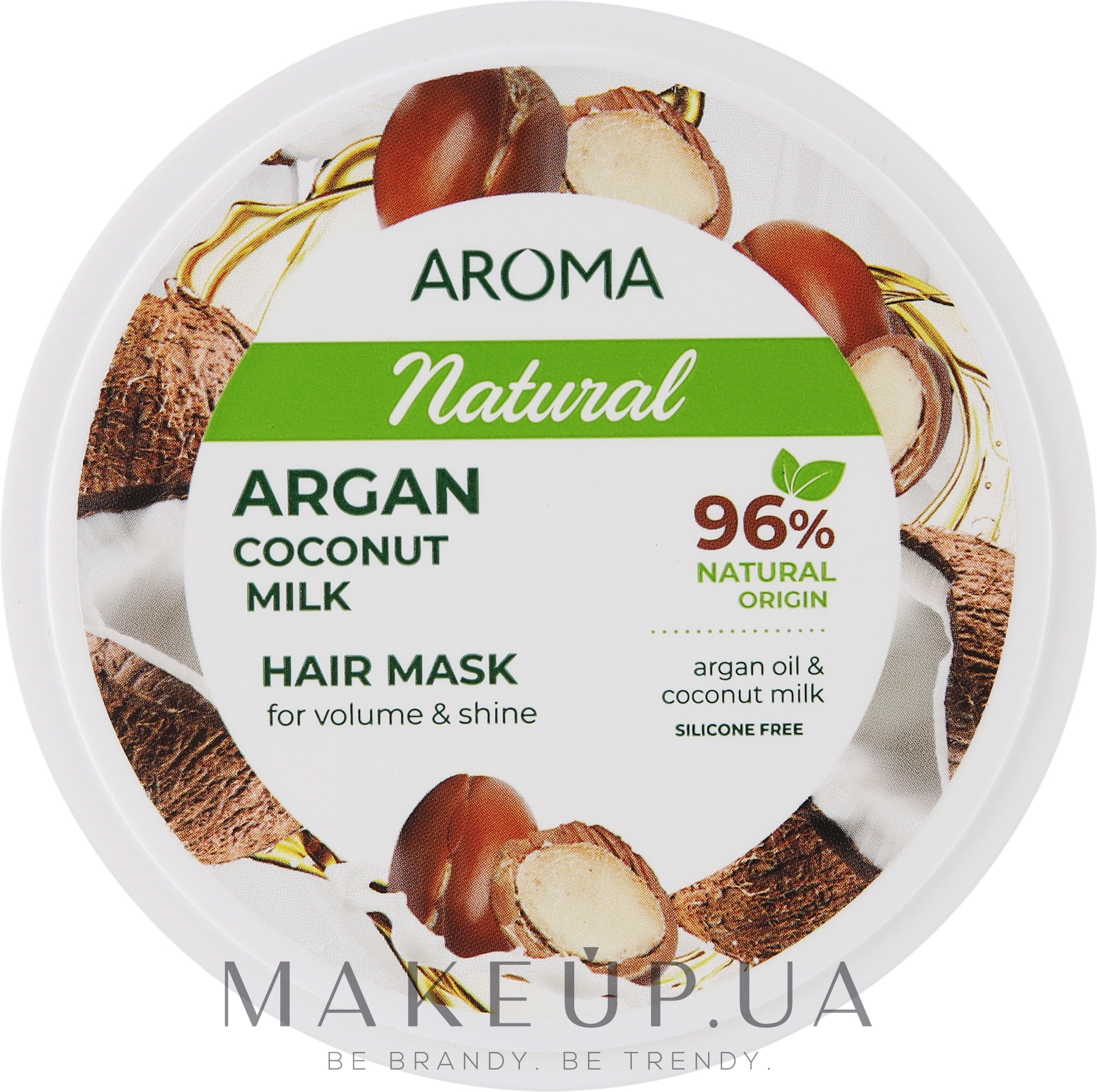 Маска для волос с аргановым маслом и кокосовым молоком, для объема и блеска - Aroma Natural Hair Mask, Argan Coconut For Volume & Shine — фото 450ml