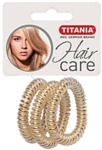 Парфумерія, косметика Резинка для волосся пластмасова "Anti Ziep", золота, 3 шт., діаметр 5 см - Titania