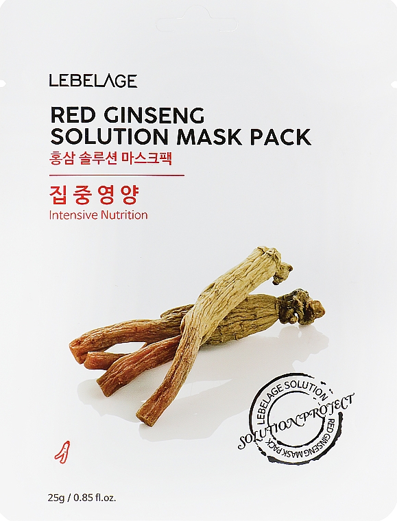 Маска для лица тканевая - Lebelage Red Ginseng Solution Mask — фото N1