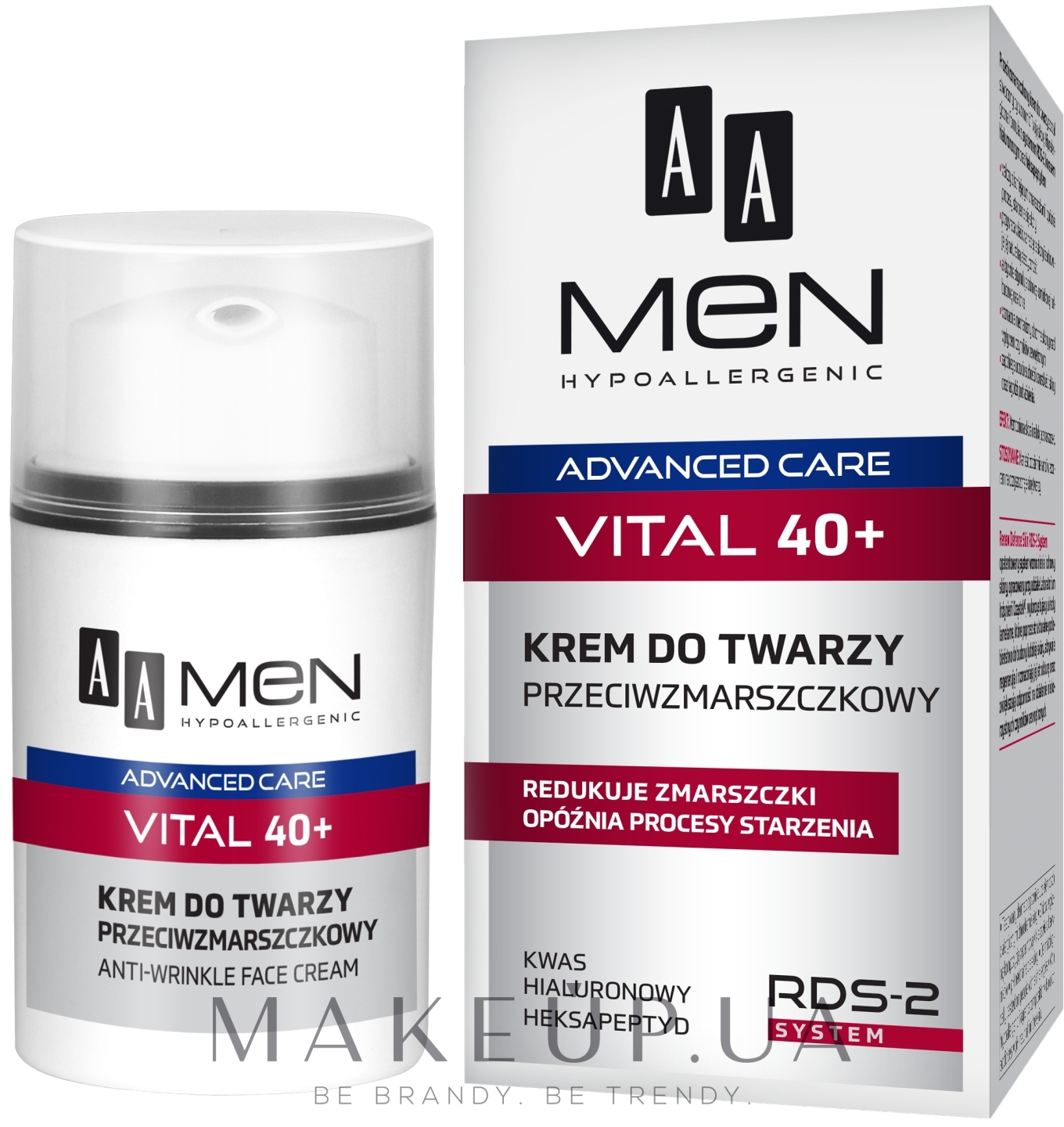 Крем для лица против морщин - AA Men Advanced Care Vital 40+ Face Cream Anti-Wrinkle — фото 50ml
