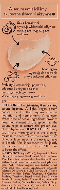 УЦІНКА Зволожувальна і живильна сироватка для обличчя - Bielenda Eco Sorbet Moisturizing & Nourishing Serum Booster * — фото N3