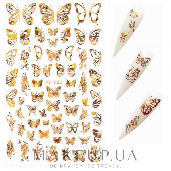 Наклейки для ногтей 3D "Бабочки" - Deni Carte — фото ZY-036