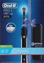 Электрическая зубная щетка c дорожным футляром, черная - Oral-B Pro 750 Cross Action Black Edition — фото N1