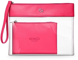 Большая прозрачная косметичка с маленькой косметичкой внутри, фуксия - Kiko Milano Transparent Beauty Case 002 — фото N1