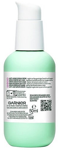 Антивікова крем-сироватка для обличчя з гіалуроновою кислотою - Garnier Bio 2in1 Anti-Age Serum Cream With Hyaluronic Acid — фото N3