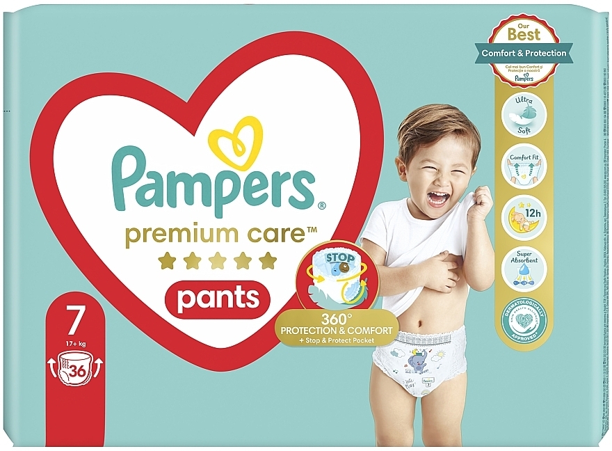 Підгузки-трусики Premium Care Pants, розмір 7, 17+ кг, 36 шт. - Pampers — фото N2