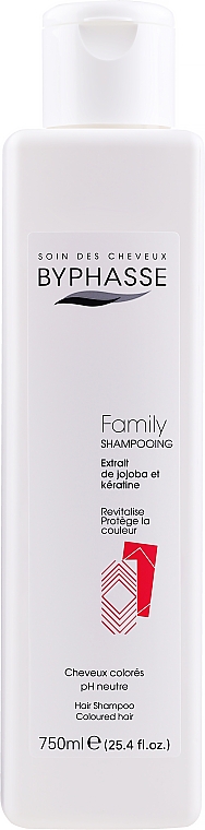 Шампунь для окрашенных волос с кератином и экстрактом жожоба - Byphasse Family Shampoo Jojoba Extract and Keratin Coloured Hair 