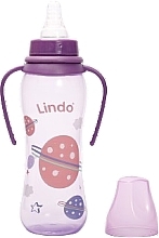 Бутылочка для кормления изогнутая с силиконовой соской и ручками, 250 мл, фиолетовая - Lindo Li 135 — фото N2