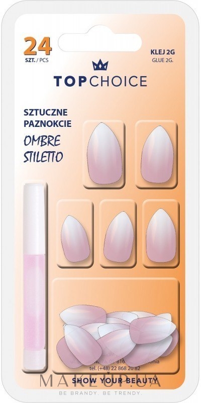 Накладні нігті "Ombre Stiletto", 78170 - Top Choice — фото 24шт