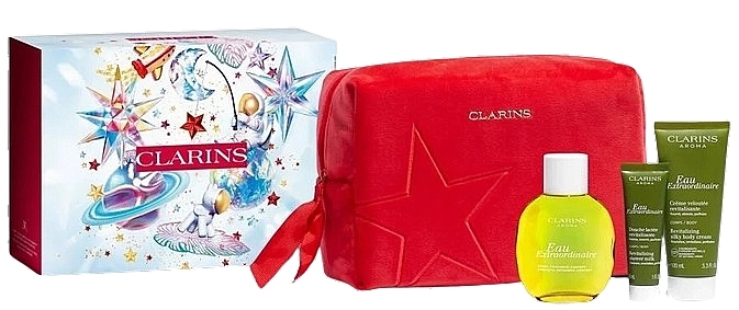 Clarins Eau Extraordinaire - Набір (edt/100ml + b/cr/100ml + sh/milk/30ml + bag/1pc) — фото N1