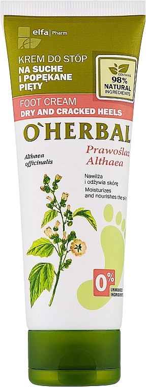 Крем для ніг "Від сухості та тріщин" з екстрактом алтеї - Elfa Pharm O`Herbal Foot Cream — фото N1