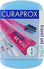 Набор дорожный ортодонтический, голубой - Curaprox Ortho Travel Set (tbr/1pc + paste/10ml + brush/3pc + bag) — фото N1