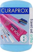 Набір дорожній ортодонтичний, блакитний - Curaprox Ortho Travel Set (tbr/1pc + paste/10ml + brush/3pc + bag) — фото N1