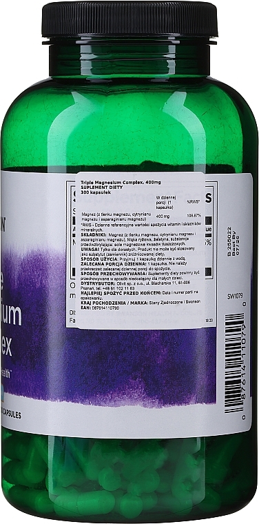 Пищевая добавка "Комплекс Магния", 400 мг, 300 капсул - Swanson Triple Magnesium Complex — фото N2