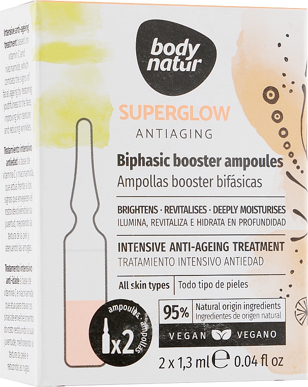 Двухфазные ампулы для лица - Body Natur Superglow Antiaging Biphasic Booster Ampoules — фото N5