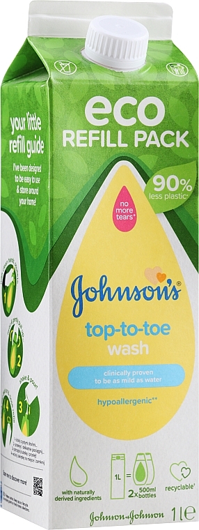 Гель для купання (запасний блок) - Johnson`s Baby Top-To-Toe Eco Refill Pack — фото N1