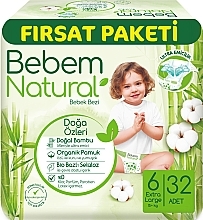 Парфумерія, косметика Підгузки Natural 6 Extra Large, 15+кг, 32 шт. - Bebem