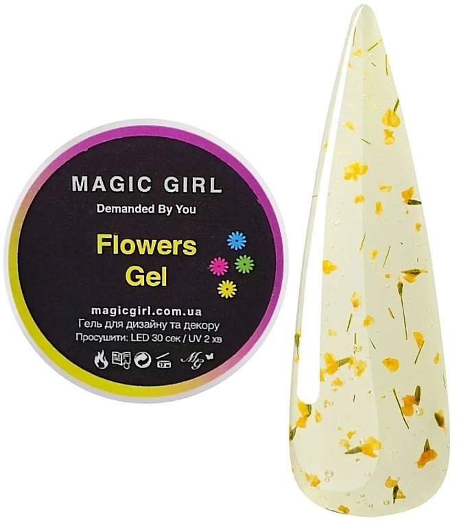 Гель із сухоцвітами для дизайну нігтів, 10 мл - Magic Girl Flowers Gel — фото N1