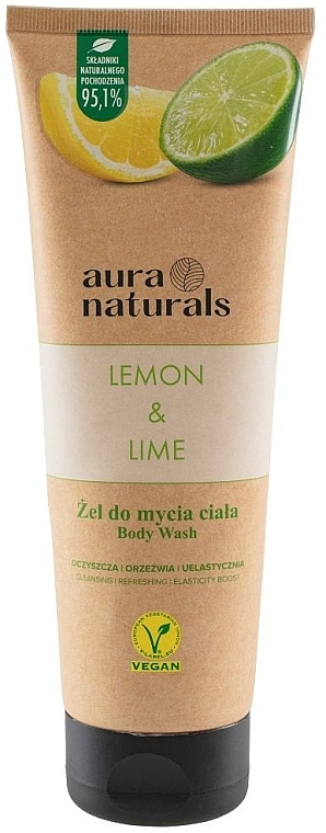 Гель для душу "Лимон і лайм" - Aura Naturals Lemon & Lime Body Wash — фото N1