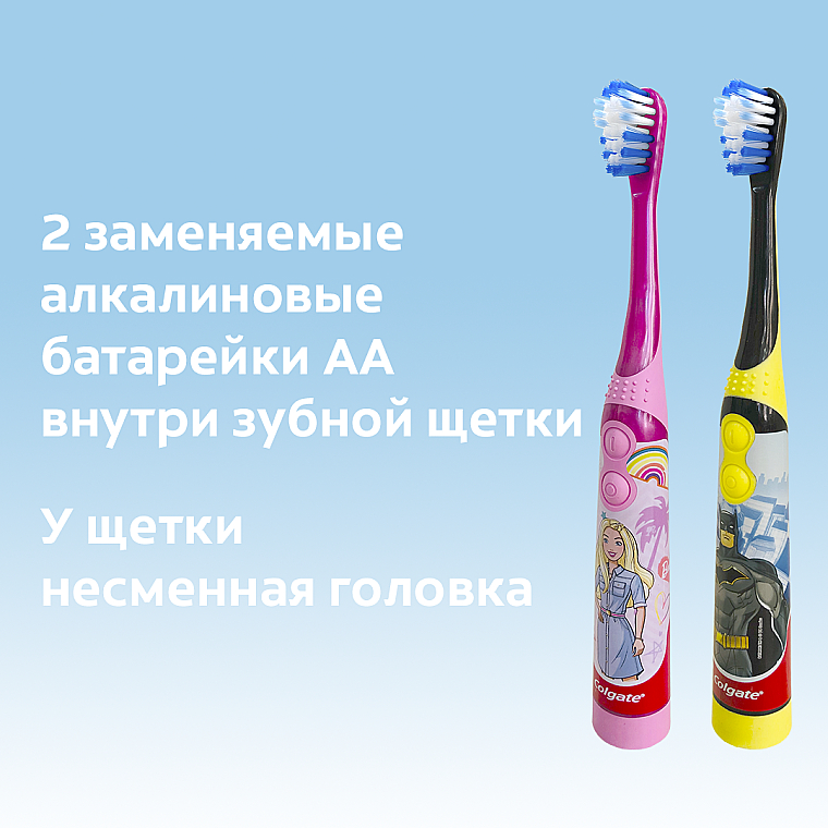 Дитяча електрична зубна щітка, суперм'яка, Barbie, фіолетова 2 - Colgate — фото N8