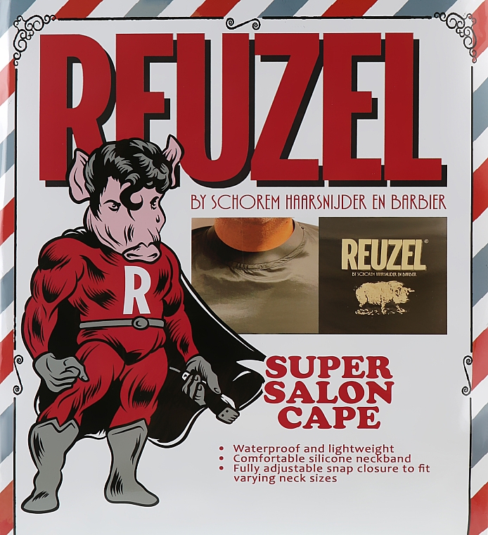 Пеньюар барберский, черный - Reuzel Salon Super Cape Black — фото N1