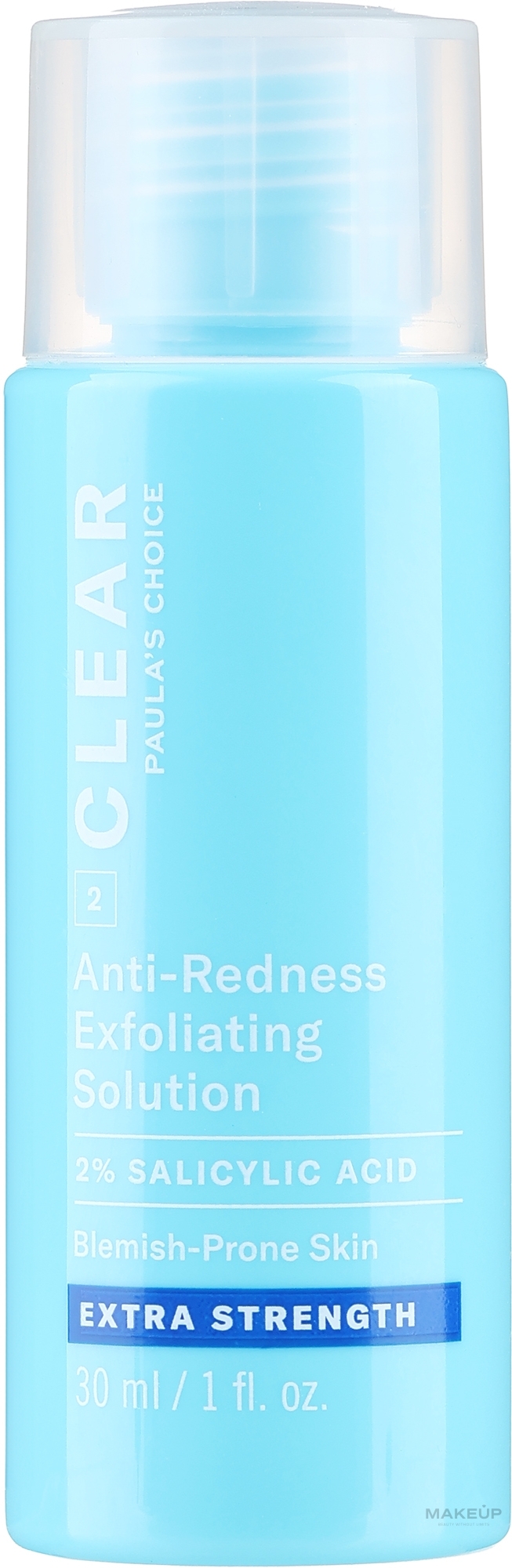 Усиленный эксфолиант для лица с 2%-ой салициловой кислотой - Paula's Choice Clear Extra Strength Anti-Redness Exfoliating Solution Travel Size — фото 30ml