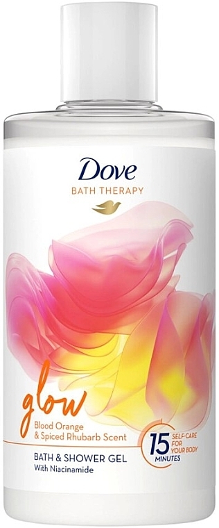 Гель для ванни та душу "Апельсин і ревінь" - Dove Bath Therapy Glow Bath & Shower Gel Blood Orange & Spiced Rhubarb Scent — фото N1