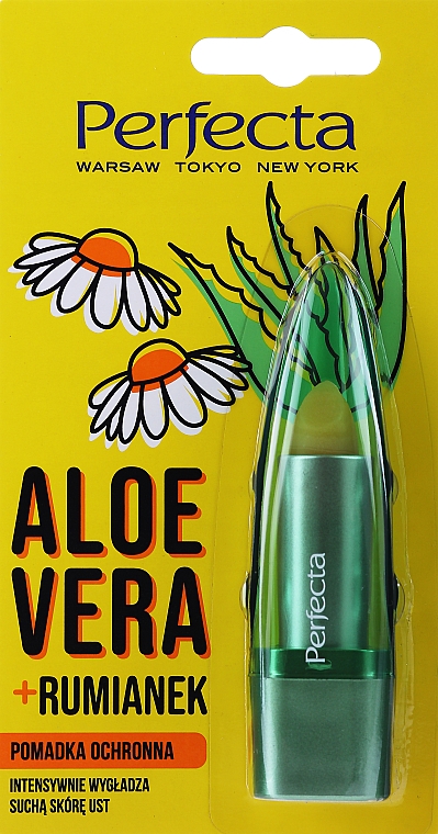 Защитная гигиеническая помада для губ "Алоэ вера и ромашка" - Perfecta Aloe Vera + Chamomile — фото N1