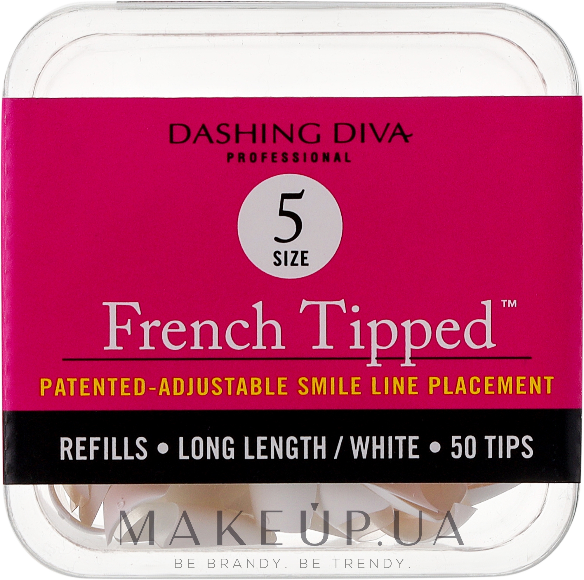 Типсы длинные "Френч" - Dashing Diva French Tipped Long White 50 Tips (Size-5) — фото 50шт