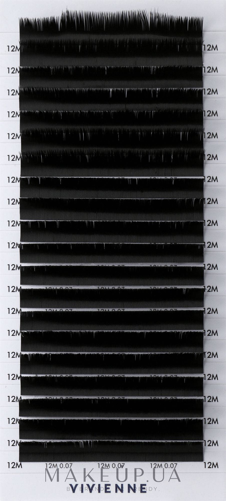 Накладні вії "Elite", чорні, 20 ліній (0,07, M, 12) - Vivienne — фото 1уп