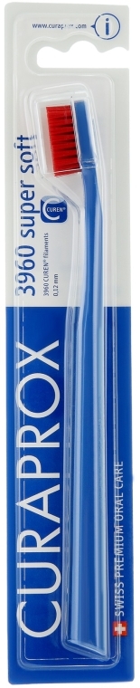 Зубна щітка CS 3960 "Super Soft", D 0,12 мм, синя, червона щетина - Curaprox