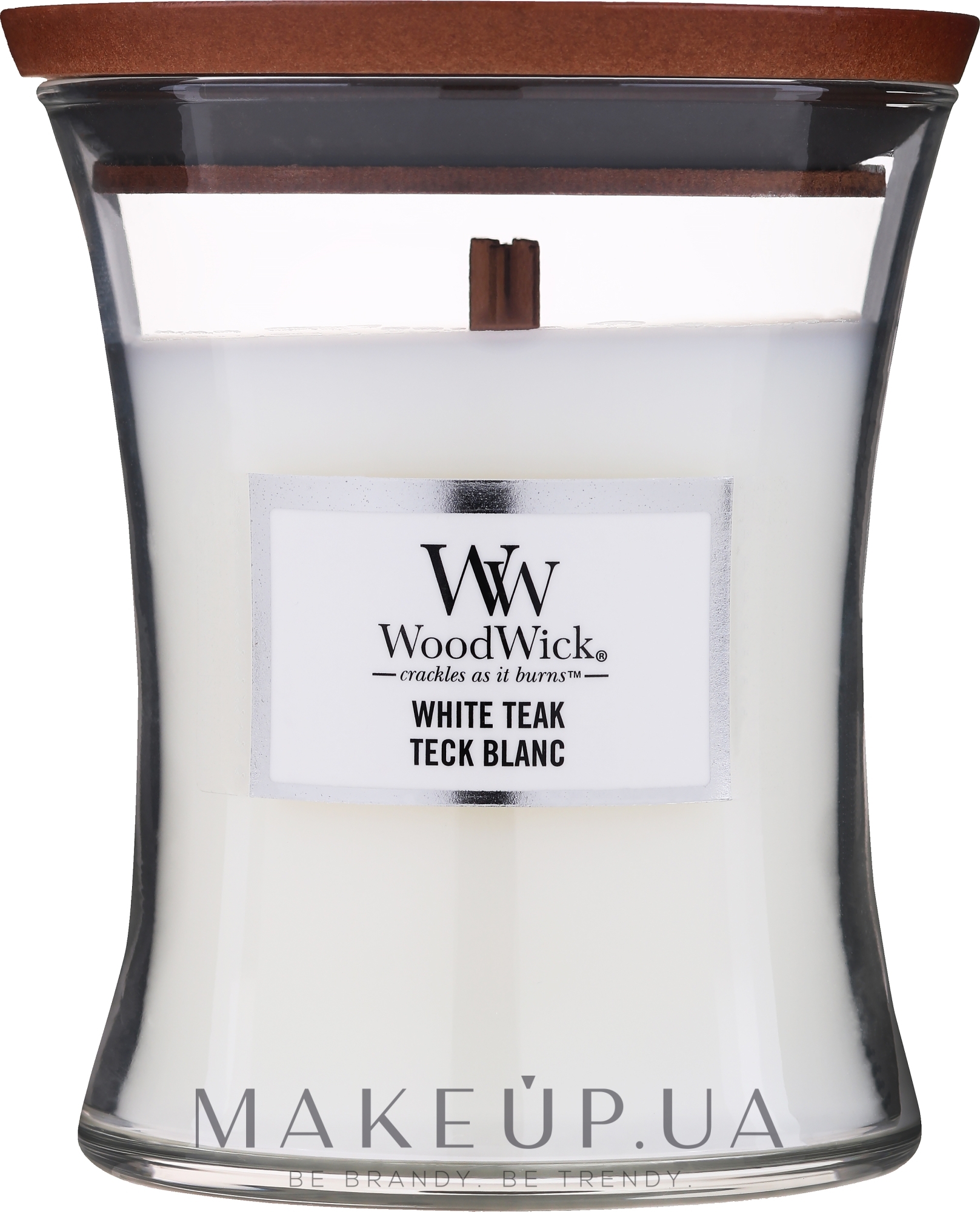 Ароматическая свеча в стакане - WoodWick Hourglass Candle White Teak — фото 275g