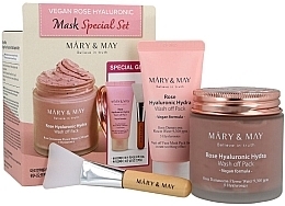 Парфумерія, косметика Набір - Mary & May Vegan Hyaluronic Hydra Wash off Mask Special Gift Set (mask/30g + mask/125g + brush/1pcs)