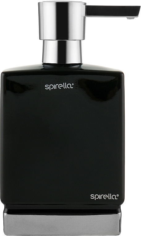 Дозатор для жидкого мыла "Roma", фарфор, 17x9x4,5 см, черно-серебристый - Spirella — фото N1