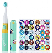 Парфумерія, косметика Електрична зубна щітка з наклейками, зелена - Brush-Baby Go-Kidz Pink Green Toothbrush