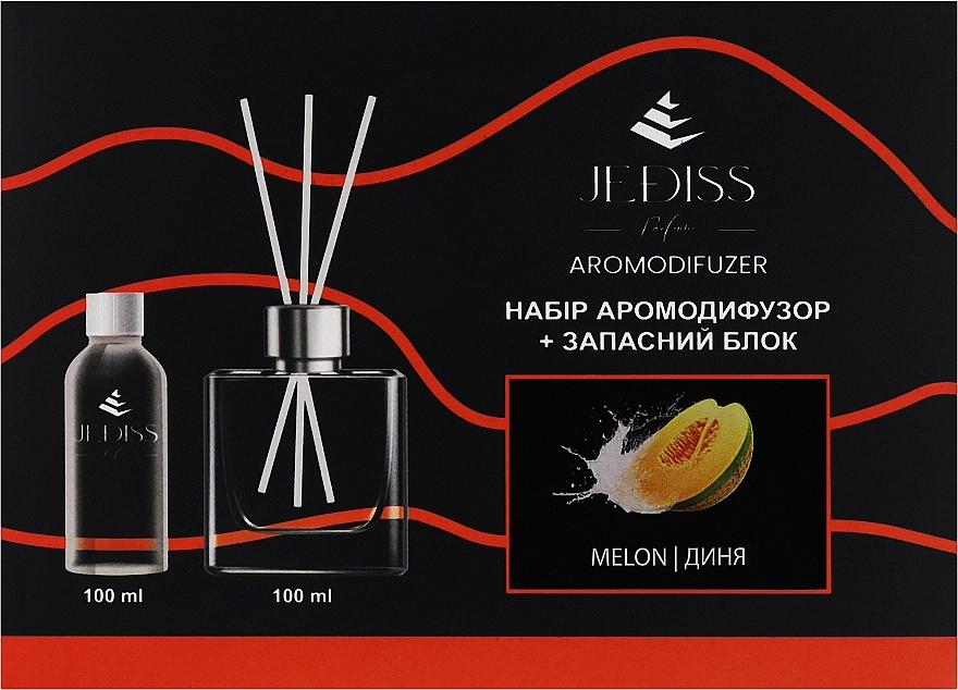 Набор "Дыня" - Jediss (diff/100ml + diff/refill/100ml + sticks/5pcs) — фото N1