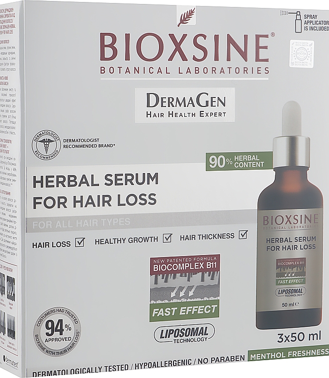 Сыворотка от выпадения волос - Biota Bioxsine DermaGen Herbal Serum For Hair Loss — фото N1