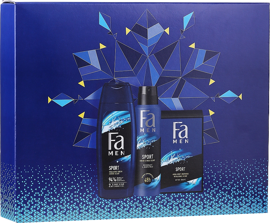 Набор - Fa Men Sport (sh/gel/250ml + deo/spray/150ml + ash/lot/100ml) — фото N1