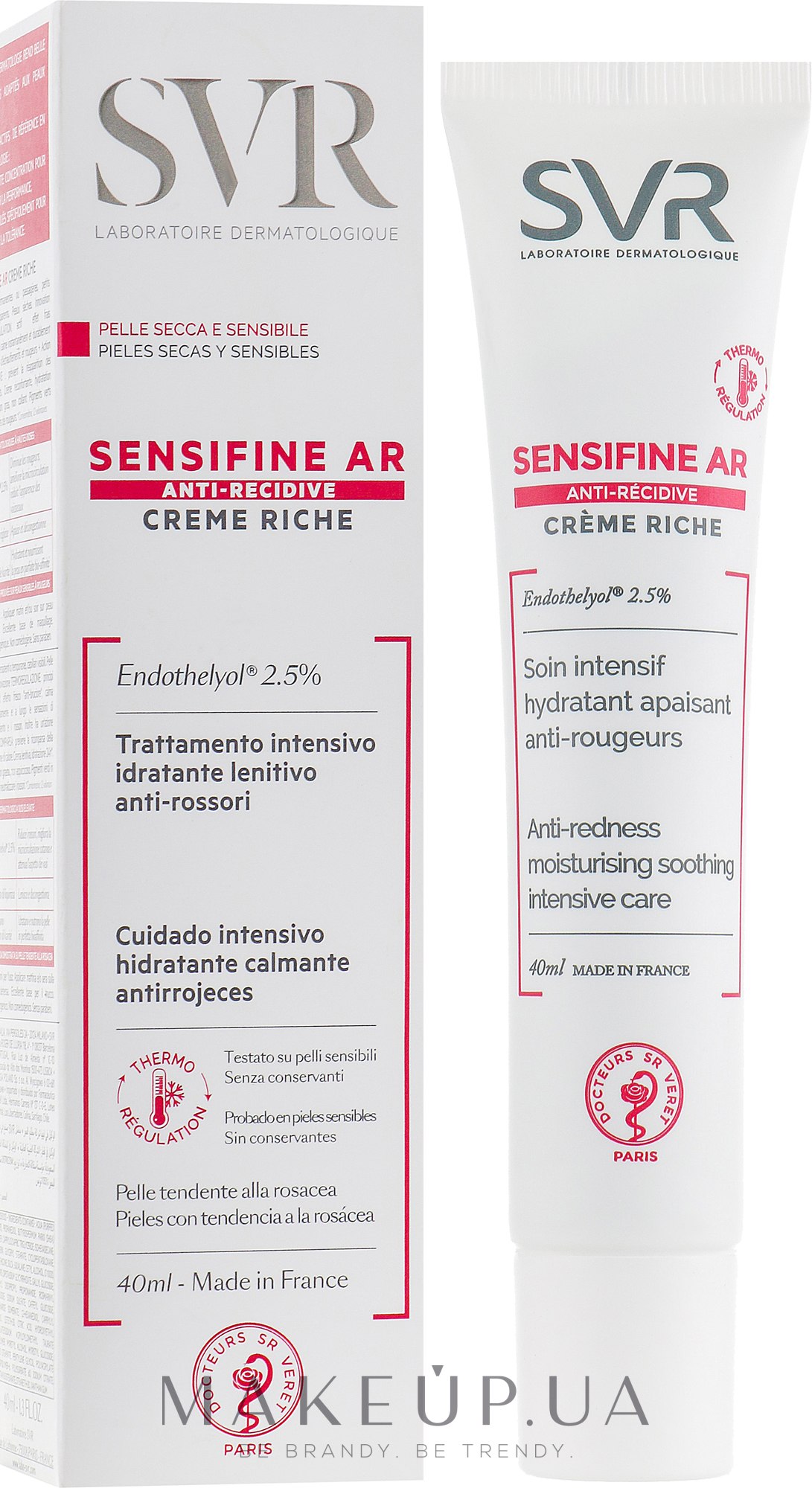 Интенсивный увлажняющий крем для лица против покраснений кожи - SVR Sensifine AR Anti-Redness Moisturizing Creme Riche — фото 40ml