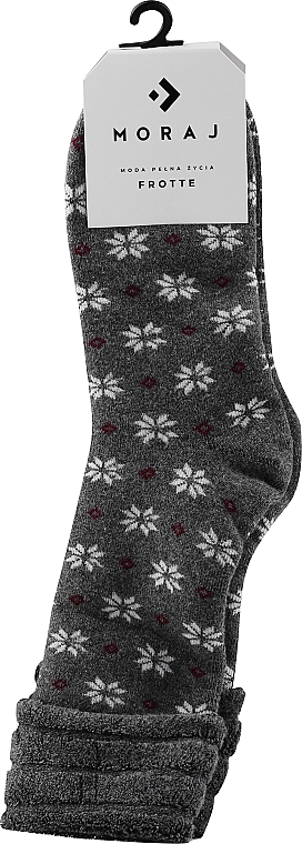 Женские махровые носки, серые со снежинками - Moraj — фото N1
