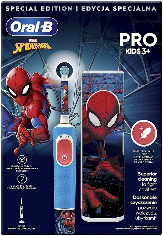 Набір - Oral-B Pro Kids Spider-Man (tooth/brush/1pcs + case) — фото N2