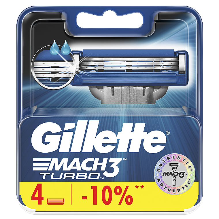 Сменные кассеты для бритья, 4 шт. - Gillette Mach3 Turbo — фото N2